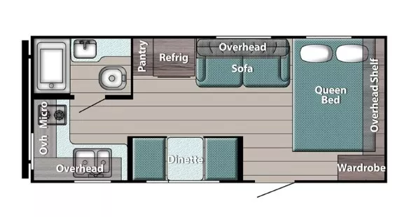 22' 2026 Gulf Stream Kingsport 199RK w/Slide Floorplan