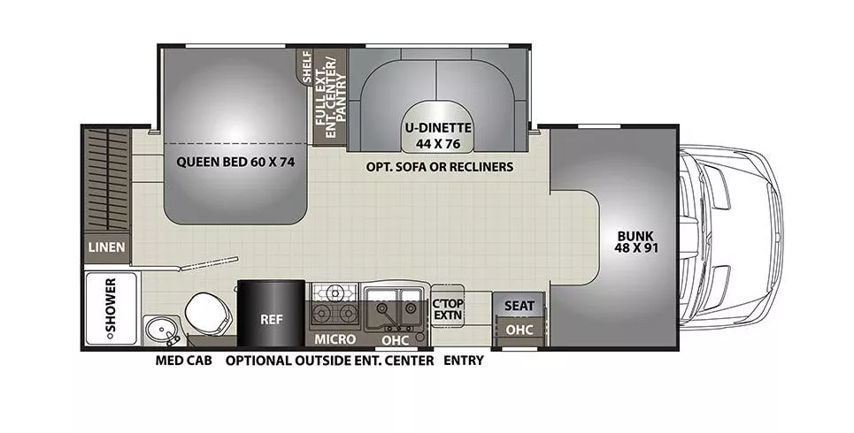 25' 2025 Coachmen Prism 24FS w/Slide Floorplan