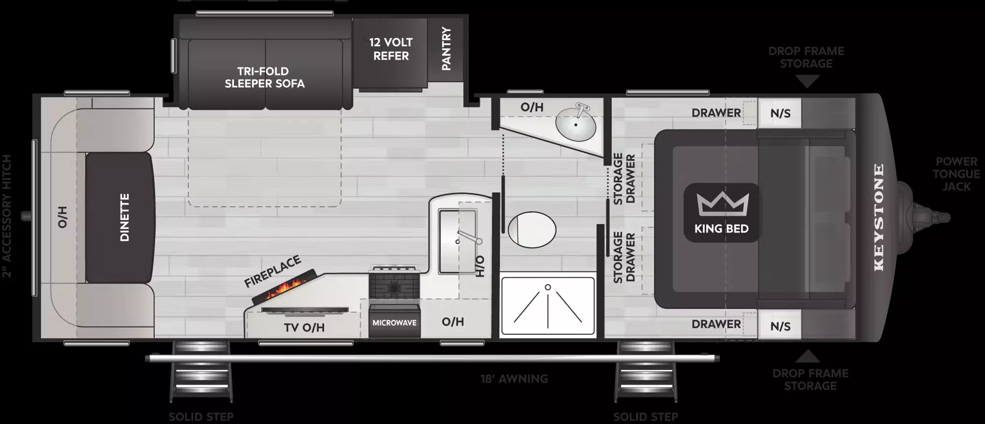 29' 2023 Keystone Cougar 25RDS w/Slide Floorplan