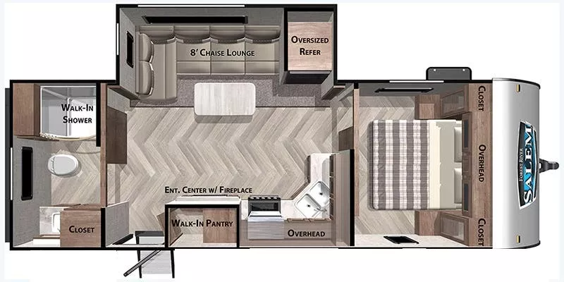 27' 2020 Forest River Salem 22RBS w/Slide Floorplan