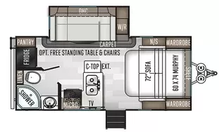 22' 2020 Forest River Flagstaff Micro Lite 21DS w/Slide Floorplan
