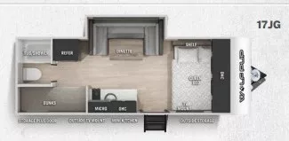23' 2021 Forest River Wolf Pup Limited 17JG w/Slide - Bunk House Floorplan