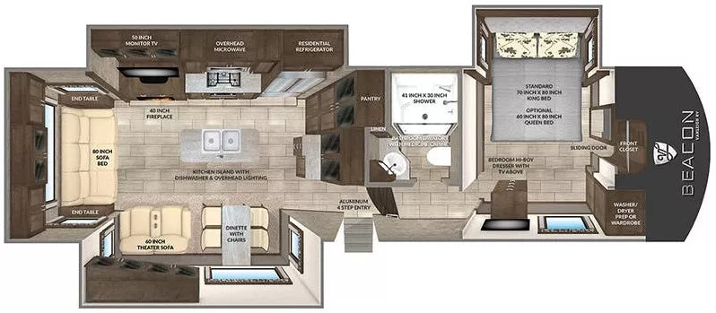 34' 2020 Vanleigh RV Beacon 34RLB w/3 Slides Floorplan