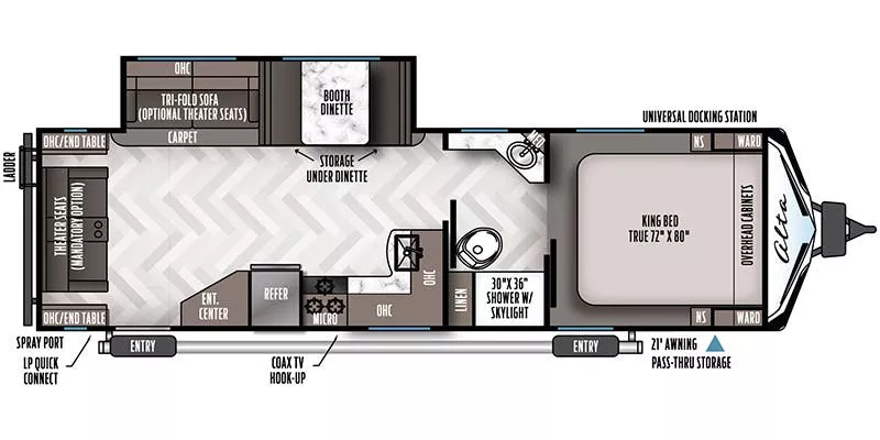 33' 2021 East To West Alta 2850KRL w/Slide Floorplan