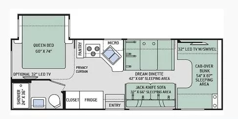 28' 2017 Thor Freedom Elite 26HE w/Slide Floorplan