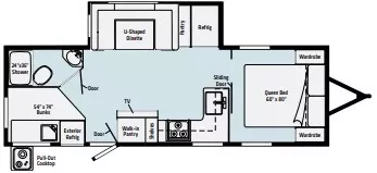 29' 2022 Winnebago Minnie 2301BHS w/Slide - Bunk House Floorplan