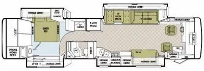 40' 2007 Tiffin Phaeton 40QDH 350hp Caterpillar w/4 Slides Floorplan