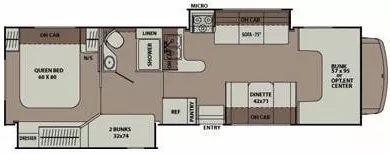 33' 2014 Forest River Coachmen LEPRECHAUN 320B w/2 Slides - Bunk House Floorplan