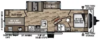 35' 2023 Venture RV Sporttrek ST291VTQ w/Slide - Bunk House Floorplan