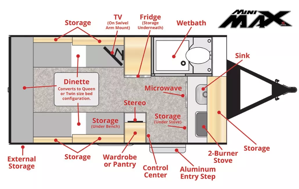 21' 2019 Xtreme Outdoors Little Guy MINI MAX Floorplan