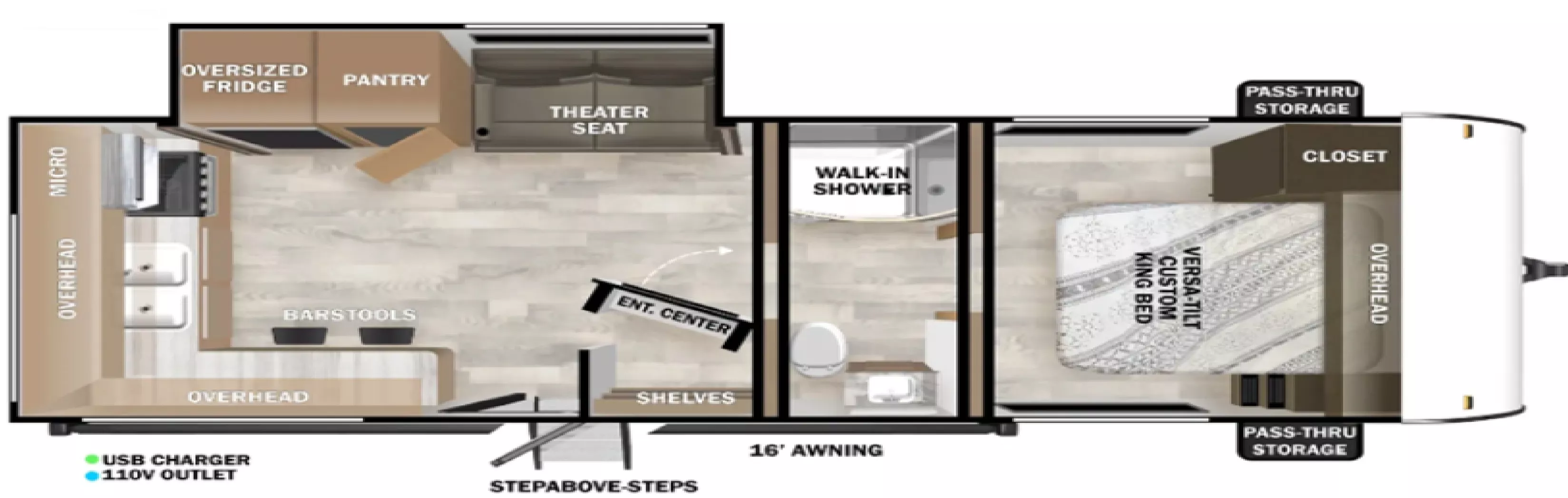 28' 2024 Forest River Salem 22ERASX w/Slide Floorplan