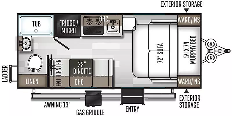 20' 2020 Forest River Flagstaff E-Pro E19FD Floorplan