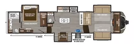 41' 2020 Keystone Montana 3761FL w/2 Slides Floorplan