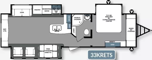 36' 2017 Forest River Surveyor 33KRETS w/3 Slides Floorplan