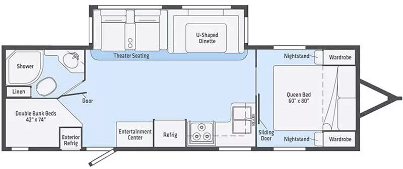 32' 2019 Winnebago Minnie Plus 27BHSS w/Slide Floorplan