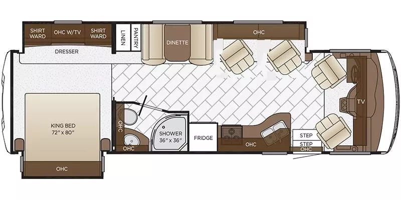 32' 2018 Newmar Baystar 3124 w/2 Slides Floorplan