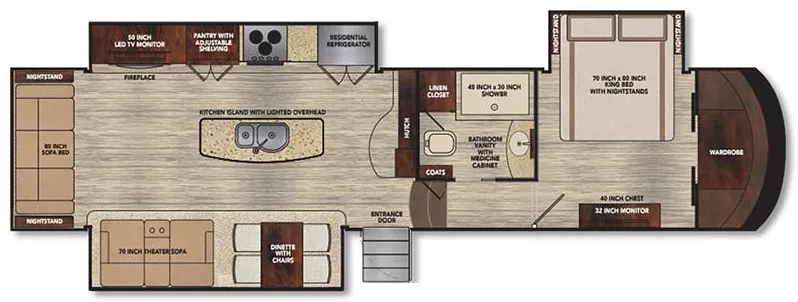 38' 2018 Vanleigh RV Vilano 365RL w/3 Slides Floorplan