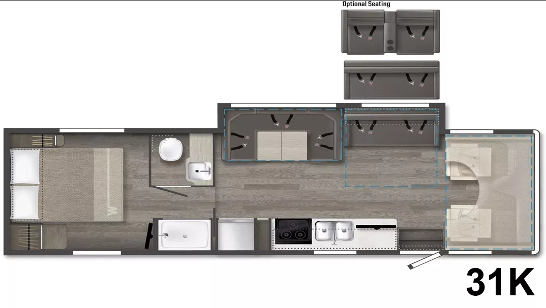 32' 2015 Winnebago Minie Winnie 31K w/Slide Floorplan