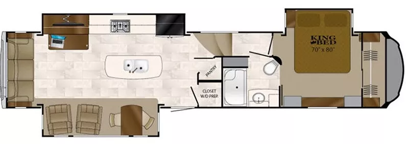 42' 2018 Heartland Bighorn 3760EL w/3 Slides Floorplan