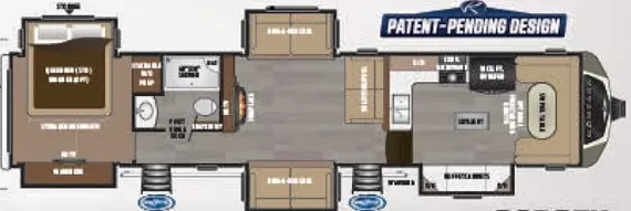 40' 2017 Keystone Montana Legacy 3820FK w/5 Slides Floorplan