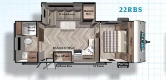 27' 2021 Forest River Salem 22RBS w/Slide Floorplan