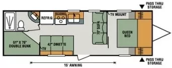 32' 2019 K-Z Sportsmen 260BHLE - Bunk House Floorplan