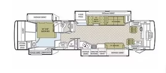 41' 2011 Tiffin Phaeton 40QTH 380hp Cummins w/4 Slides Floorplan