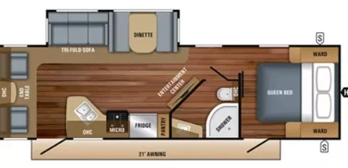 33' 2019 Jayco White Hawk 28RL w/Slide Floorplan