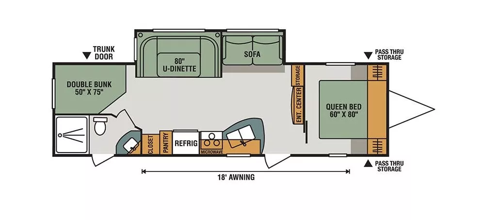 34' 2018 Kz Connect 281BH w/Slide - Bunk House Floorplan