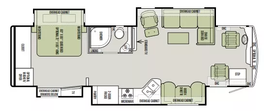34' 2015 Tiffin Allegro Red 33AA 340hp Cummins w/4 Slides Floorplan