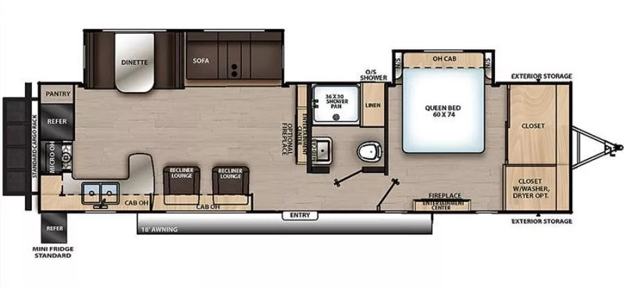 36' 2020 Coachmen Catalina Legacy 303RKDS w/2 Slides Floorplan
