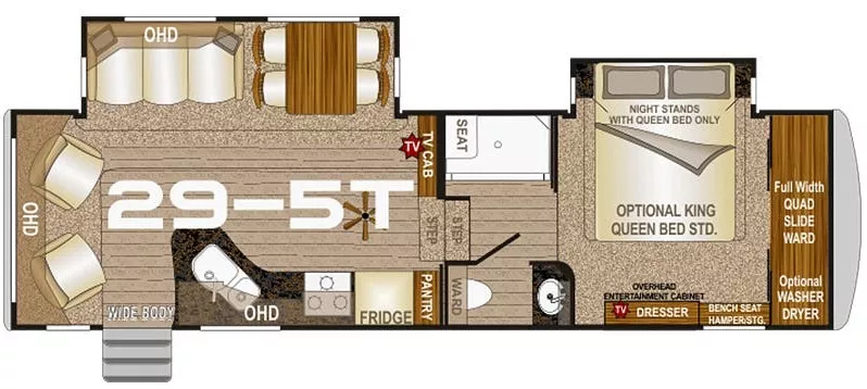 34' 2020 Northwood Arctic Fox 29-5T w/2 Slides & Generator Floorplan