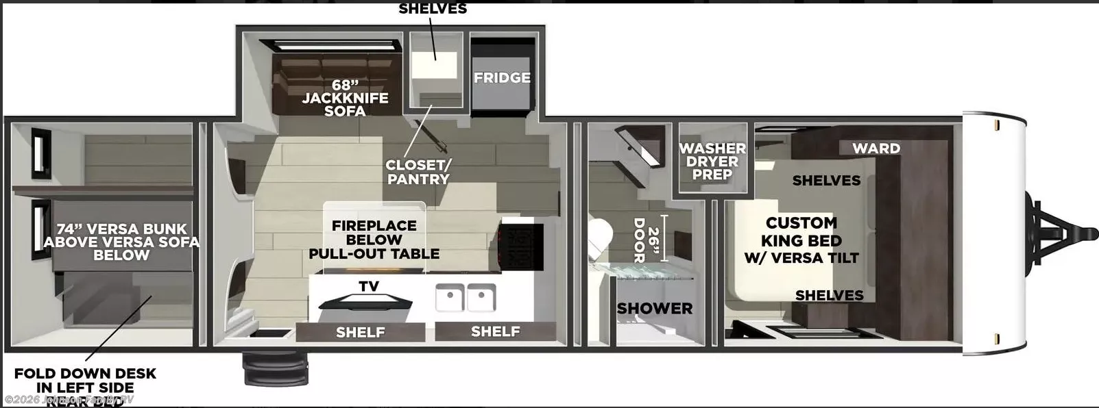 35' 2026 Forest River Salem 300ICE w/Slide - Bunk House Floorplan