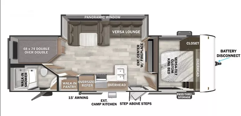 31' 2023 Forest River Wildwood X-Lite 263BHXL w/Slide - Bunk House Floorplan