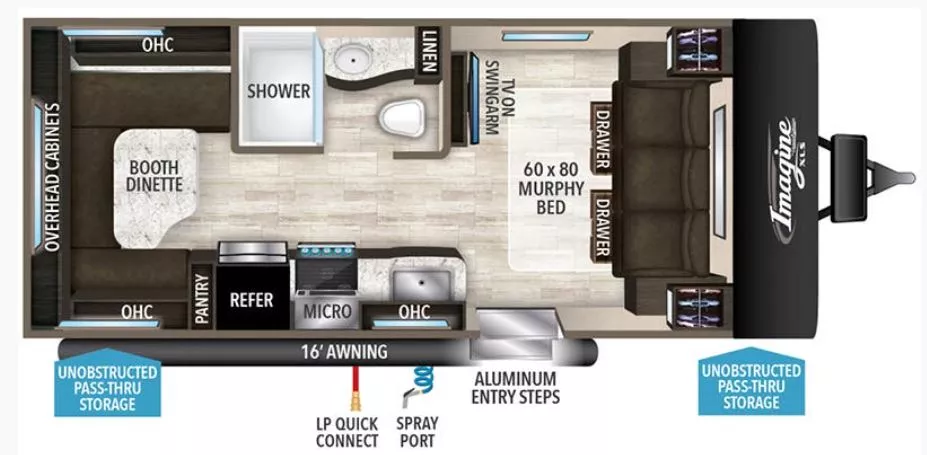 24' 2019 Grand Design Imagine M-19RLE Floorplan