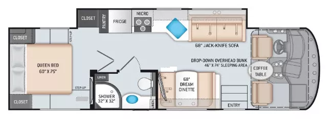 31' 2019 Thor Ace 30.4 w/Slide Floorplan