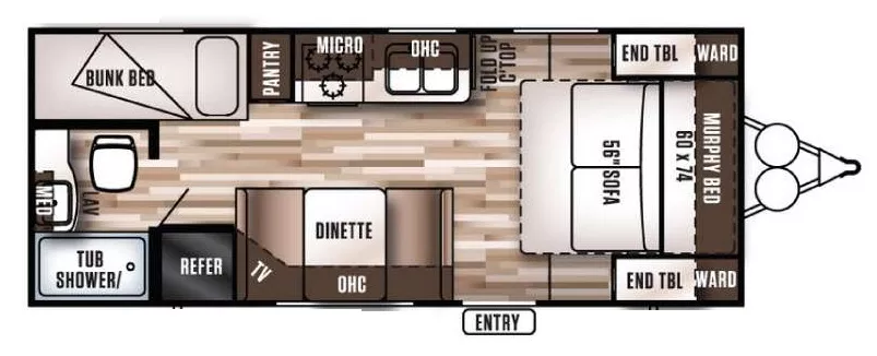 23' 2016 Forest River Wildwood X-Lite 201BHXL - Bunk House Floorplan