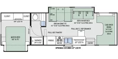 32' 2015 Thor Four Winds 31L w/2 Slides Floorplan