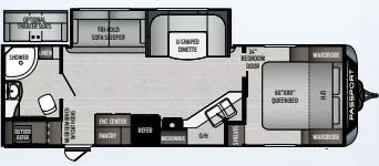 31' 2020 Keystone Passport Grand Touring 2710RBWE w/Slide Floorplan
