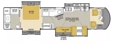 41' 2017 Coachmen Sportscoach 408DB 340hp Cummins w/4 Slides Floorplan