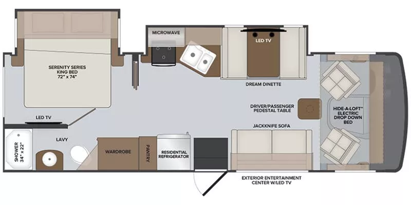 29' 2023 Holiday Rambler Admiral 28A w/2 Slides Floorplan