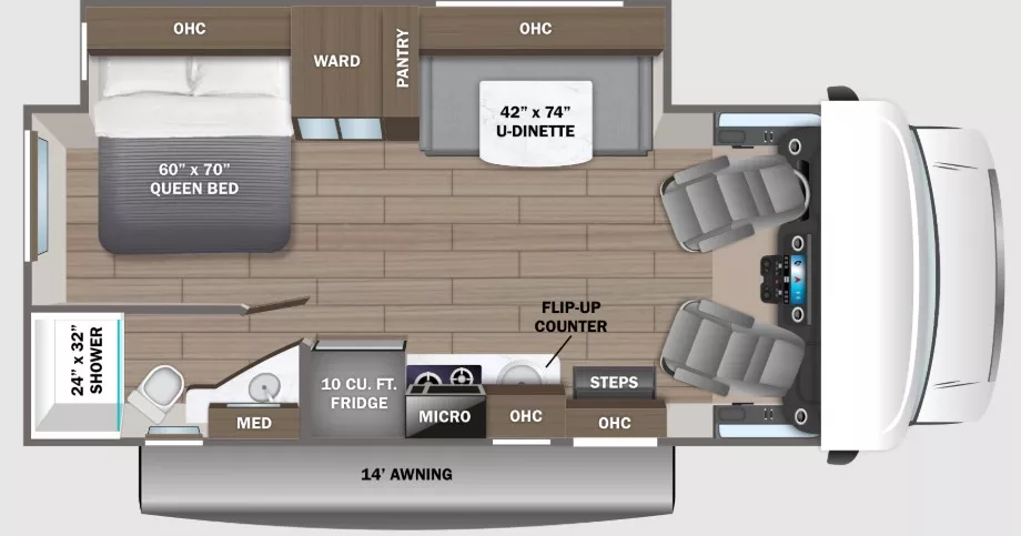 25' 2024 Jayco Melbourne 24L w/Slide Floorplan