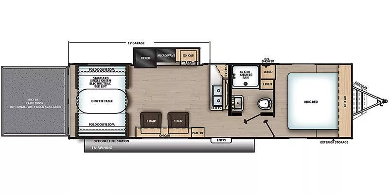 33' 2021 Coachmen Catalina 28THS w/Slide - Toy Hauler Floorplan