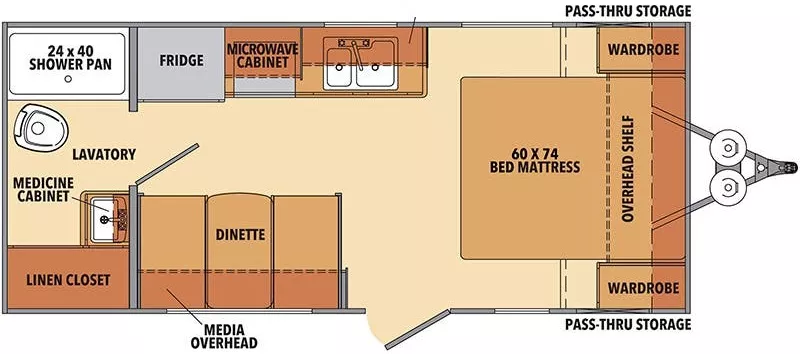 22' 2021 Forest River Shasta 18FQ Floorplan