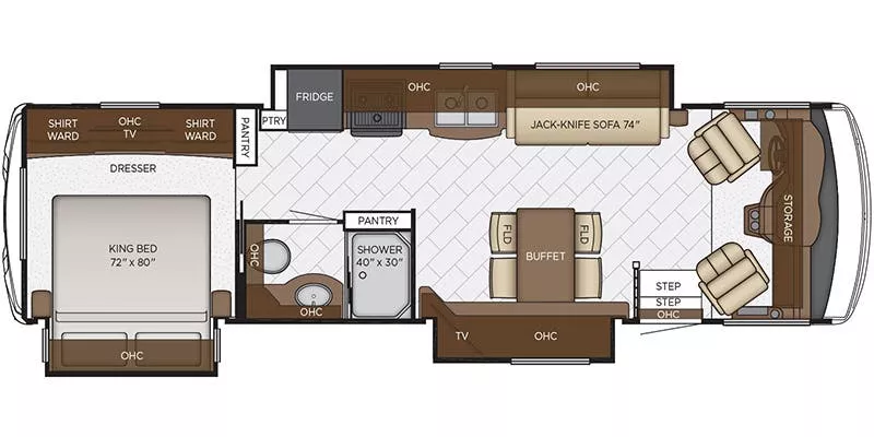 32' 2019 Newmar Bay Star Sport 3226 w/3 Slides Floorplan