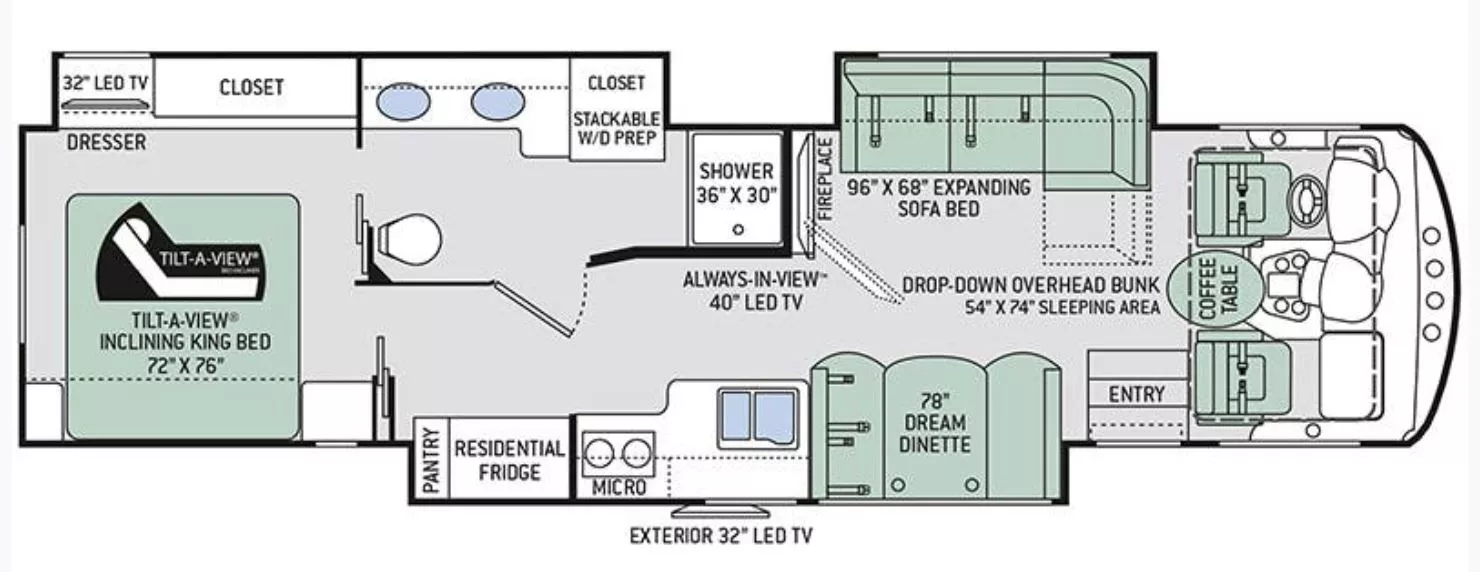 38' 2019 Thor Challenger 37YT w/3 Slides Floorplan