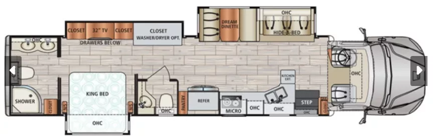 39' 2015 Dynamax Dx3 Super C 37TRS w/3 Slides Floorplan
