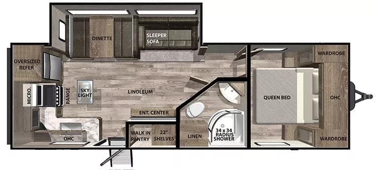 29' 2021 Forest River Vibe 25RK w/Slide Floorplan