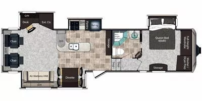 38' 2011 Keystone High Country 343RL w/4 Slides Floorplan