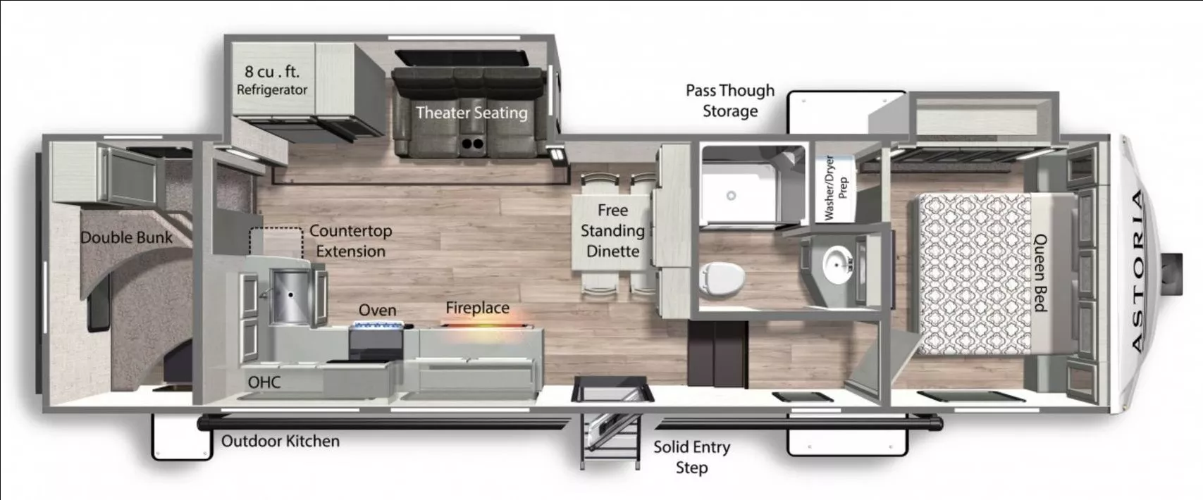 33' 2022 Dutchmen Astoria 2943BHF w/2 Slides - Bunk House Floorplan